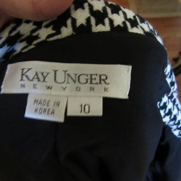 Kay Unger Houndstooth Black & White Waist Jacket w 3/4" Sleeves in Size 10 - Picture 7 of 7